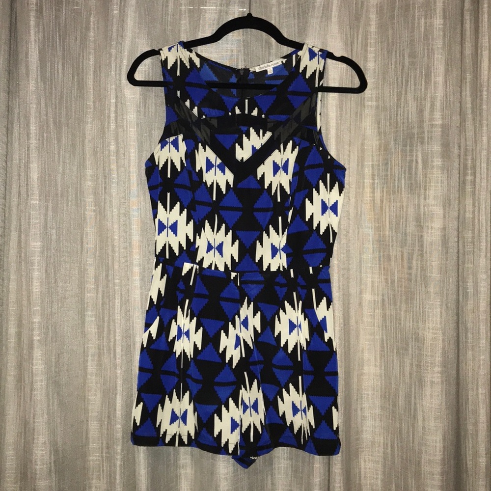 Blue, Black, & White Tribal Charlotte Russe Romper